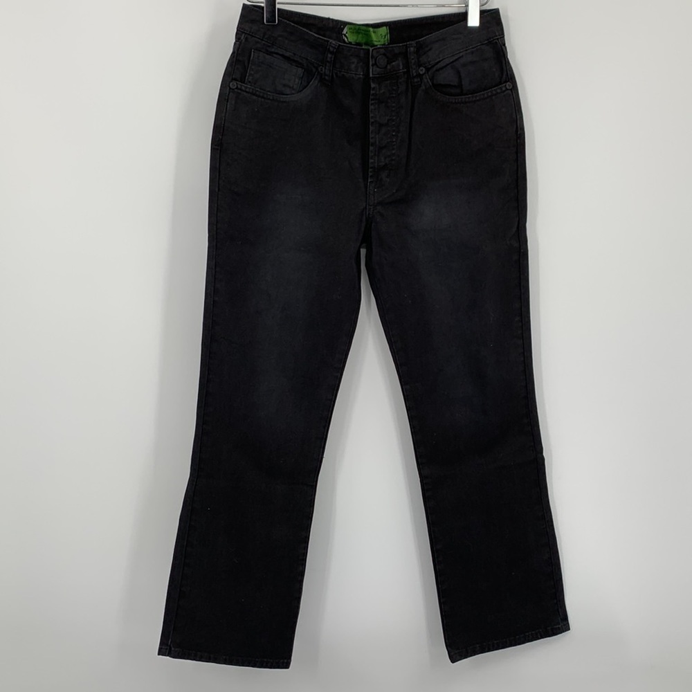 Sandrine Rose straight leg ankle jeans button fly Dark black denim new 26